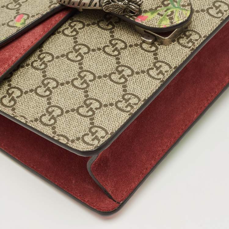 Pre Owned Gucci Old Rose/Beige GG Supreme Canvas Mini Blooms Dionysus Shoulder Bag