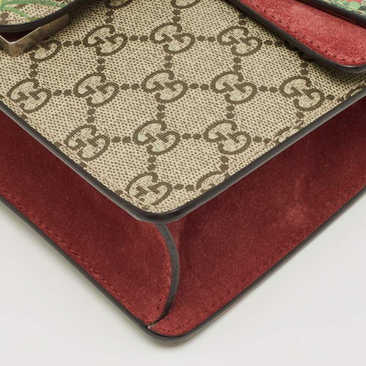 Pre Owned Gucci Old Rose/Beige GG Supreme Canvas Mini Blooms Dionysus Shoulder Bag