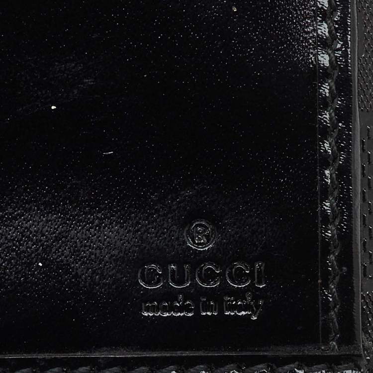 Pre Owned Gucci Black GG Imprime Canvas and Leather Bifold Long Wallet