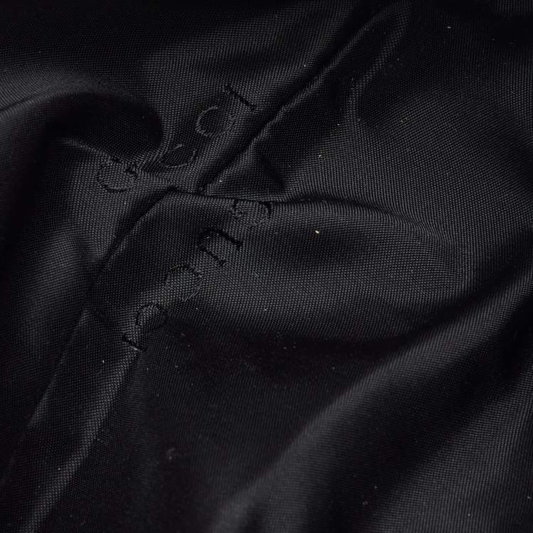 Pre Owned Gucci Navy Blue/Black GG Canvas and Leather Boat Pochette Bag