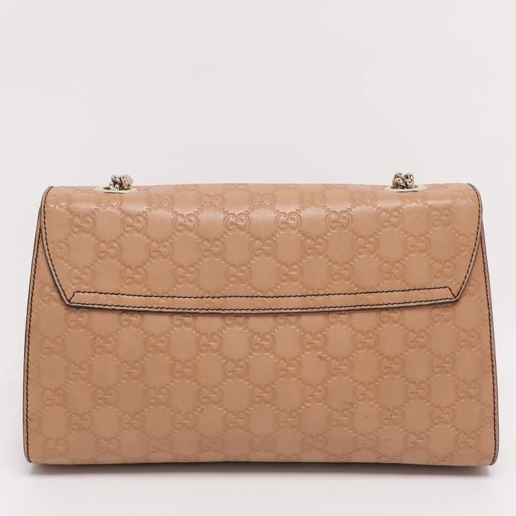 Pre Owned Gucci Beige Guccissima Leather Medium Emily Chain Shoulder Bag