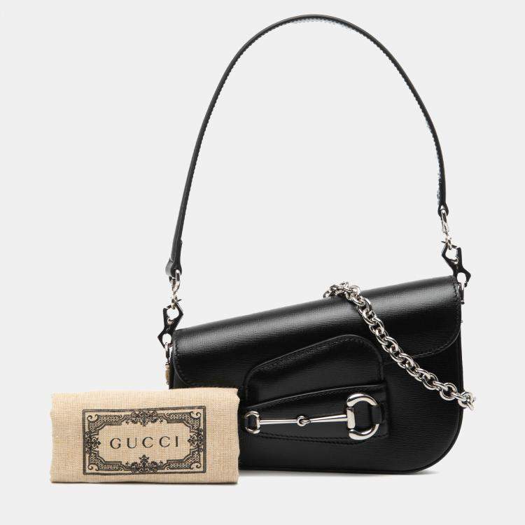 Pre Owned Gucci Brown Mini Leather Asymmetric Horsebit 1955 Satchel