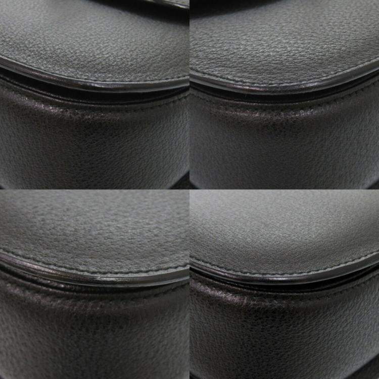 Pre Owned Gucci Bamboo Leather Black Handbag