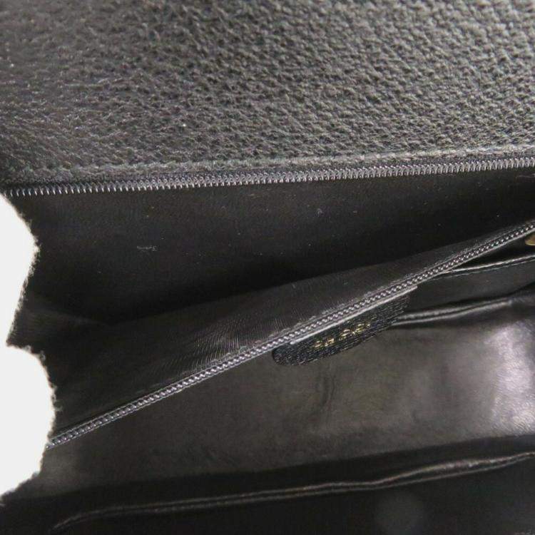 Pre Owned Gucci Bamboo Leather Black Handbag