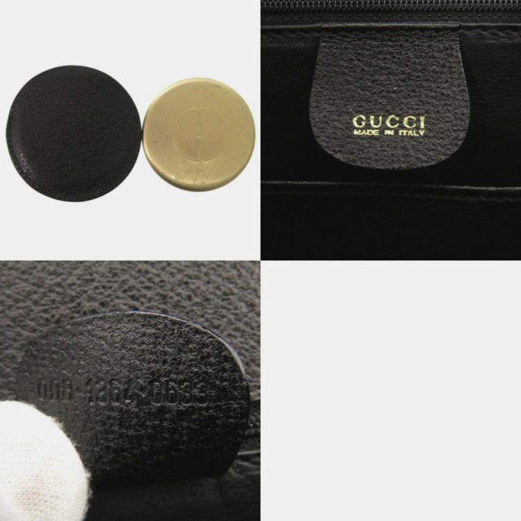 Pre Owned Gucci Bamboo Leather Black Handbag