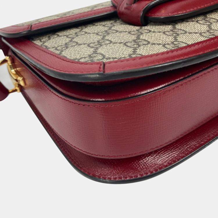 Pre Owned Gucci Gg Supreme Horsebit 1955 Shoulder Bag Beige Canvas/Leather