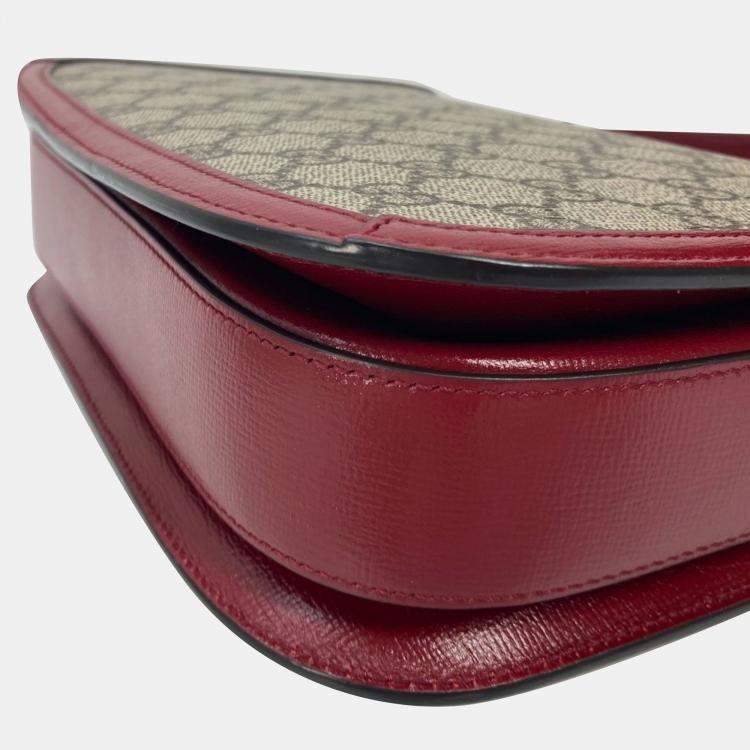 Pre Owned Gucci Gg Supreme Horsebit 1955 Shoulder Bag Beige Canvas/Leather