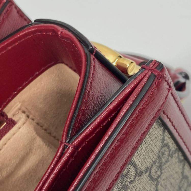 Pre Owned Gucci Gg Supreme Horsebit 1955 Shoulder Bag Beige Canvas/Leather