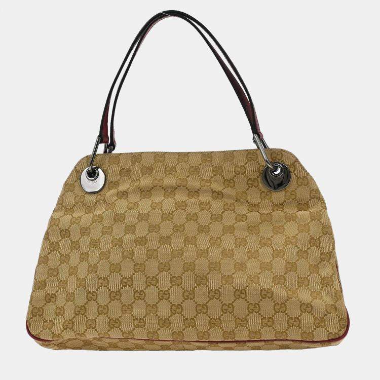 Pre Owned Gucci Beige Canvas GG Hobo Handbag