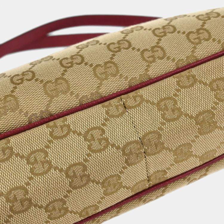 Pre Owned Gucci Beige Canvas GG Hobo Handbag