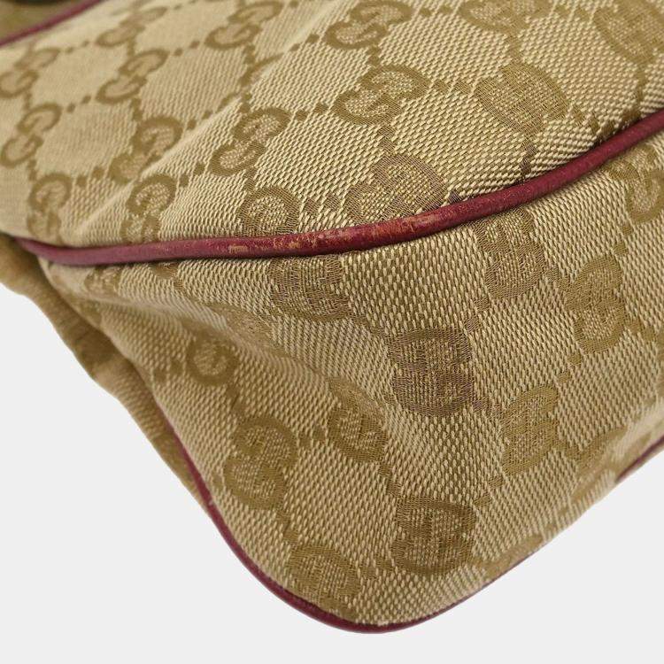 Pre Owned Gucci Beige Canvas GG Hobo Handbag