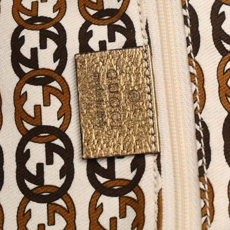 Pre Owned Gucci Beige Gold GG Tote Bag