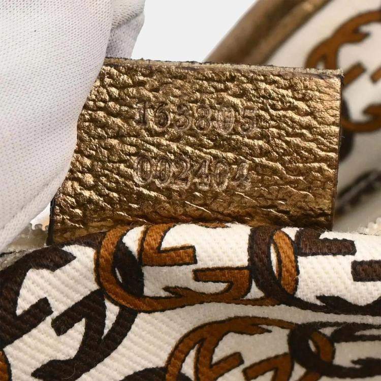 Pre Owned Gucci Beige Gold GG Tote Bag