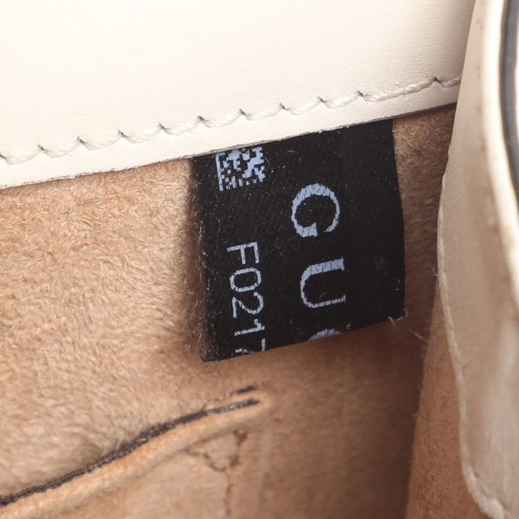 Pre Owned Gucci White Leather Mini Web Sylvie Top Handle Bag