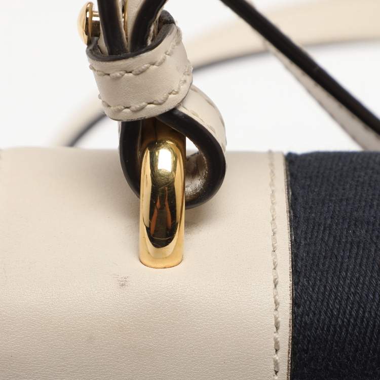 Pre Owned Gucci White Leather Mini Web Sylvie Top Handle Bag