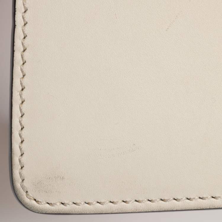 Pre Owned Gucci White Leather Mini Web Sylvie Top Handle Bag
