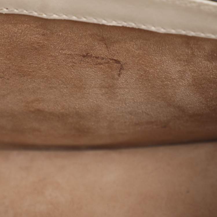 Pre Owned Gucci White Leather Mini Web Sylvie Top Handle Bag