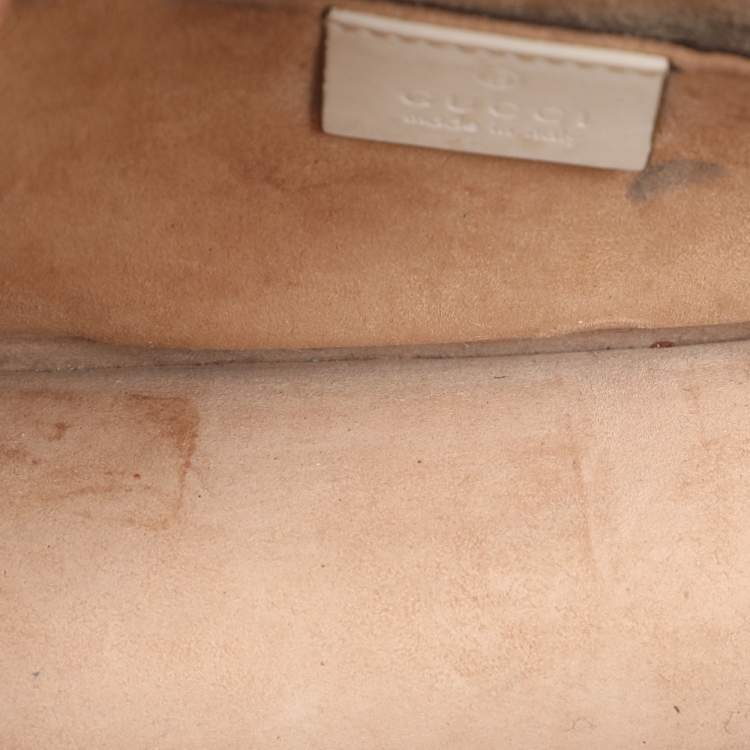 Pre Owned Gucci White Leather Mini Web Sylvie Top Handle Bag