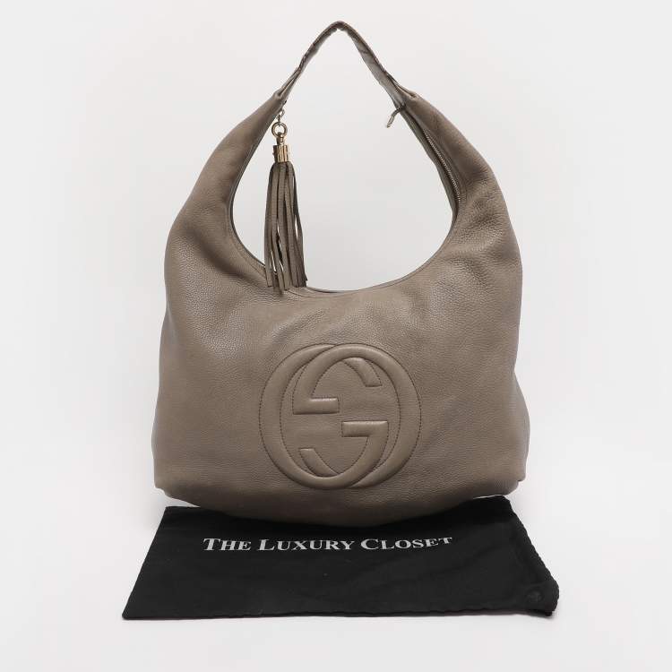 Pre Owned Gucci Taupe Leather Soho Disco Hobo