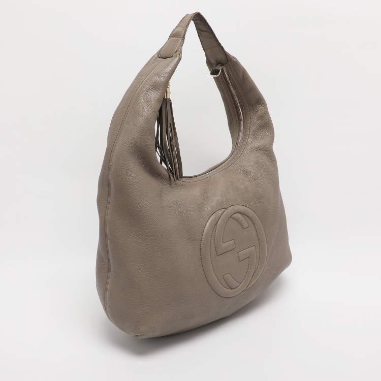 Pre Owned Gucci Taupe Leather Soho Disco Hobo