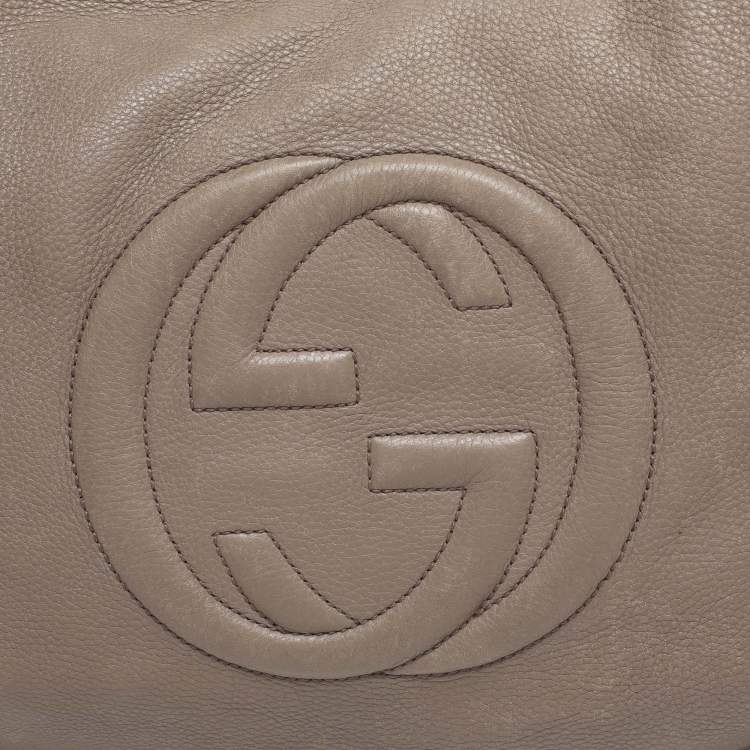 Pre Owned Gucci Taupe Leather Soho Disco Hobo