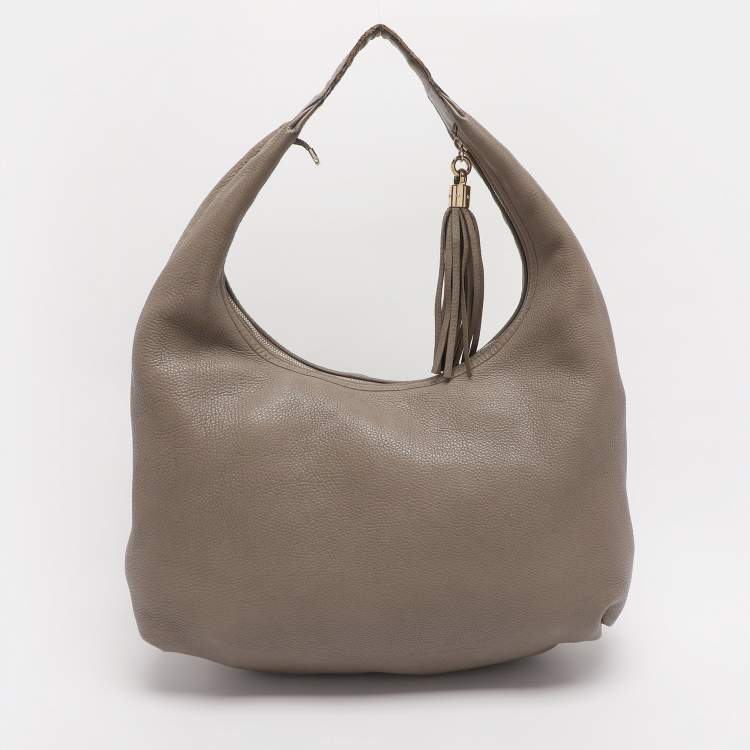 Pre Owned Gucci Taupe Leather Soho Disco Hobo