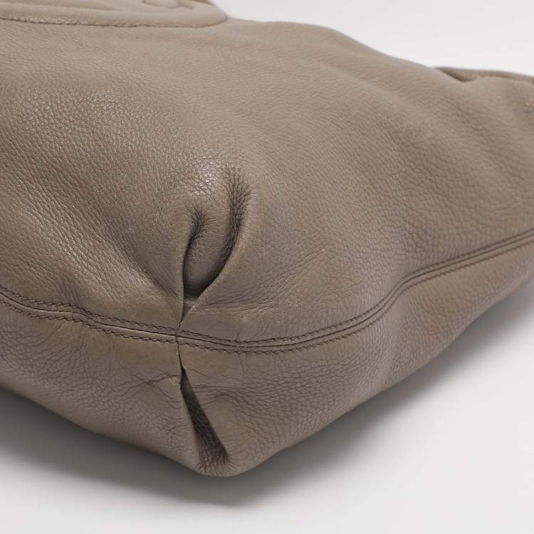 Pre Owned Gucci Taupe Leather Soho Disco Hobo