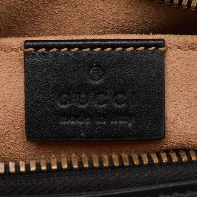 Pre Owned Gucci Black Leather Animal Studs GG Marmont Belt Bag