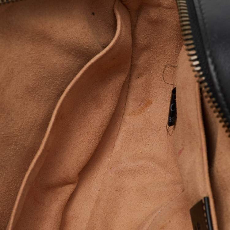 Pre Owned Gucci Black Leather Animal Studs GG Marmont Belt Bag