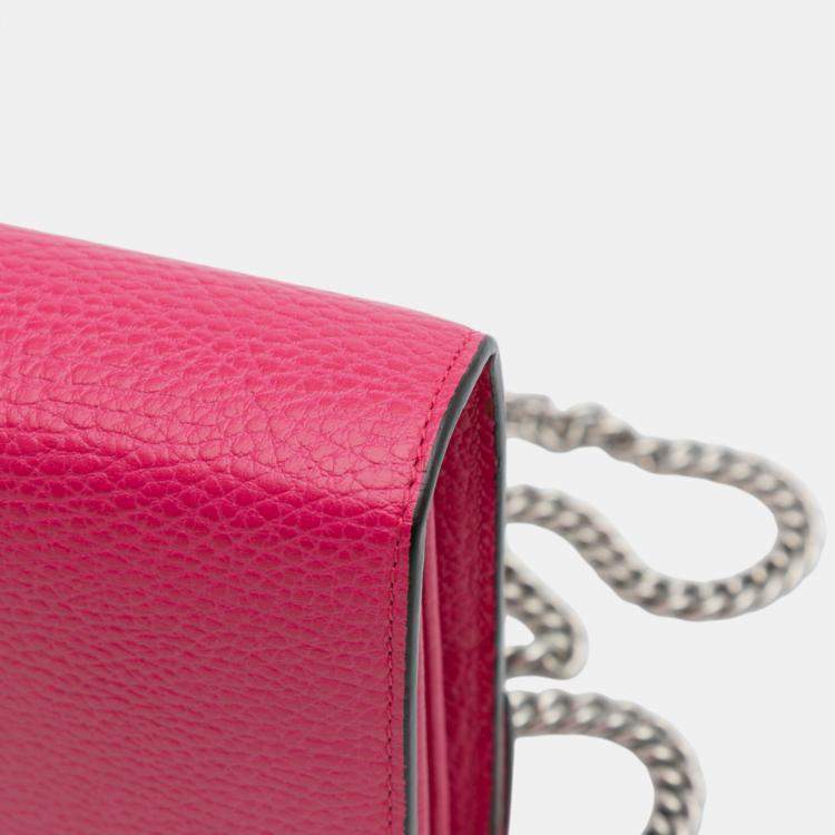 Pre Owned Gucci Pink Mini Leather Dionysus Wallet on Chain