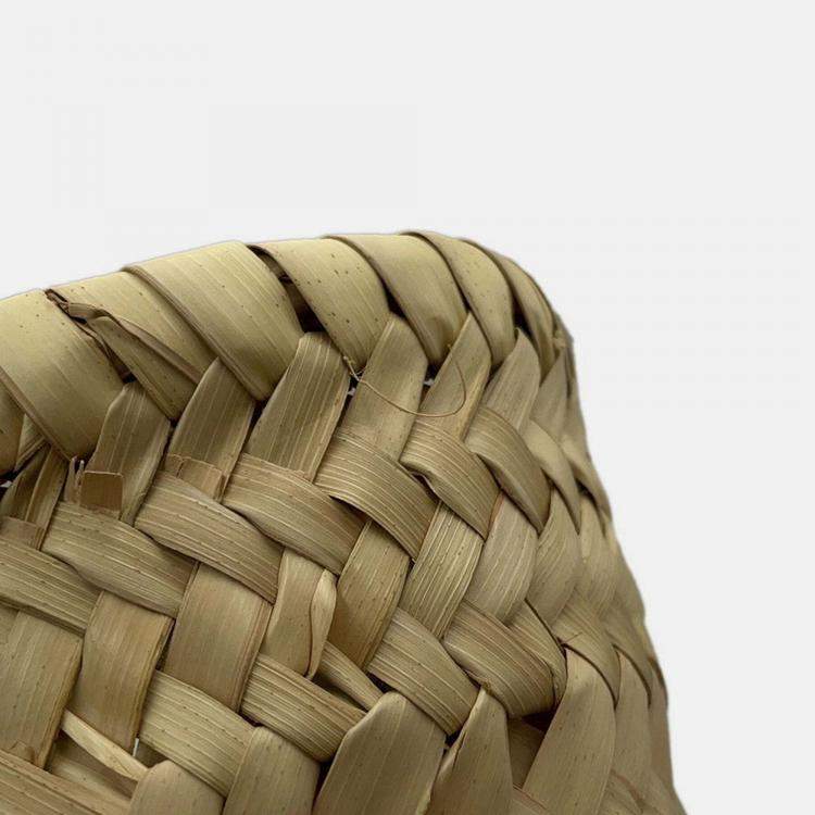 Pre Owned Gucci Logo Basket Bag Yellow/Natural Straw Leather