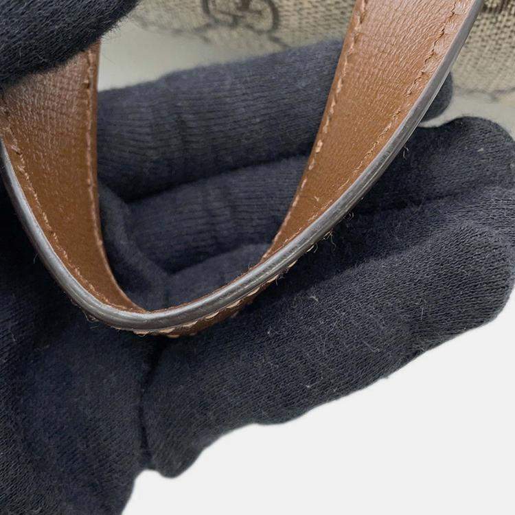 Pre Owned Gucci Interlocking G GG Supreme Backpack Beige/Brown Pvc Leather