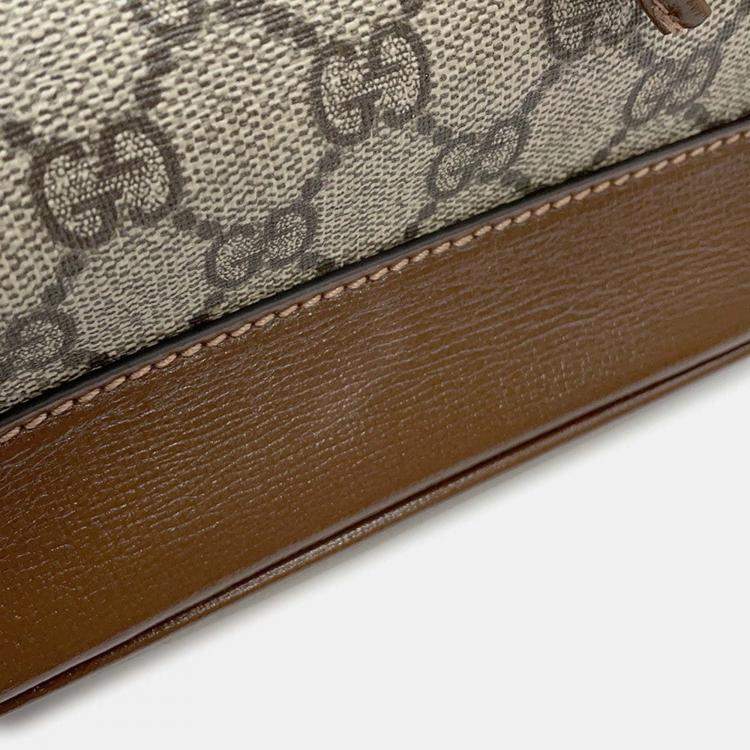 Pre Owned Gucci Interlocking G GG Supreme Backpack Beige/Brown Pvc Leather