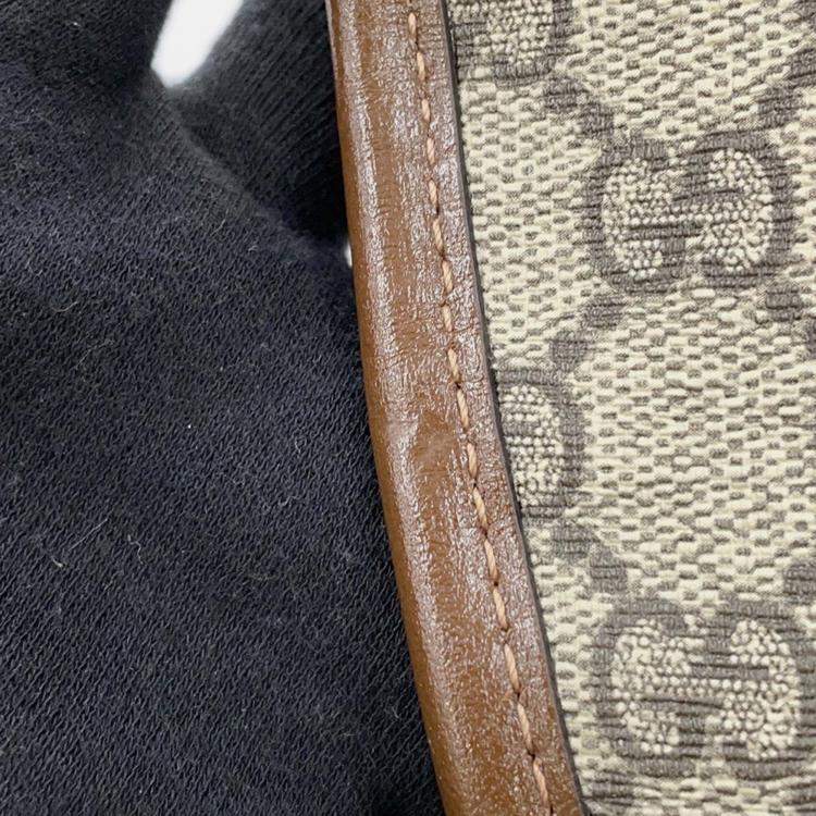 Pre Owned Gucci Interlocking G GG Supreme Backpack Beige/Brown Pvc Leather