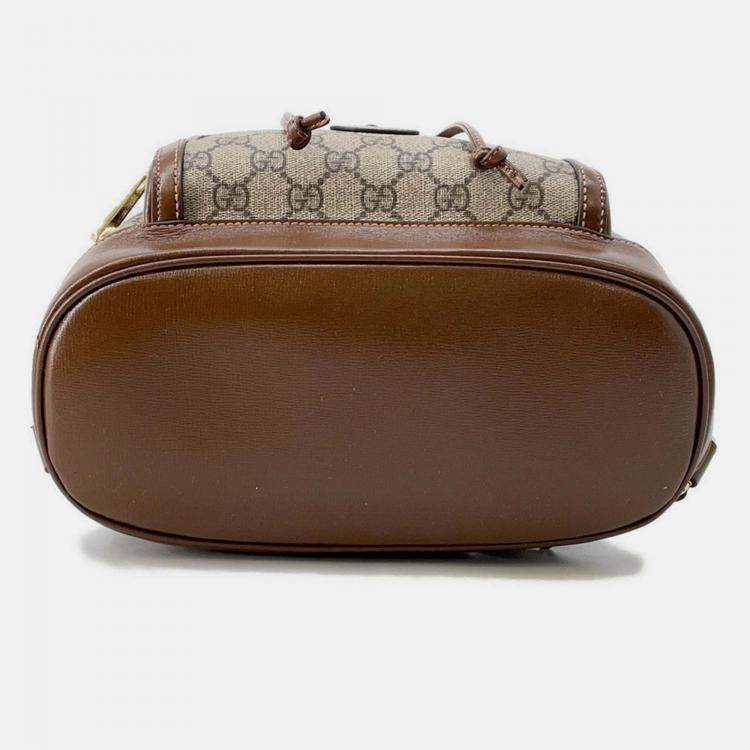 Pre Owned Gucci Interlocking G GG Supreme Backpack Beige/Brown Pvc Leather