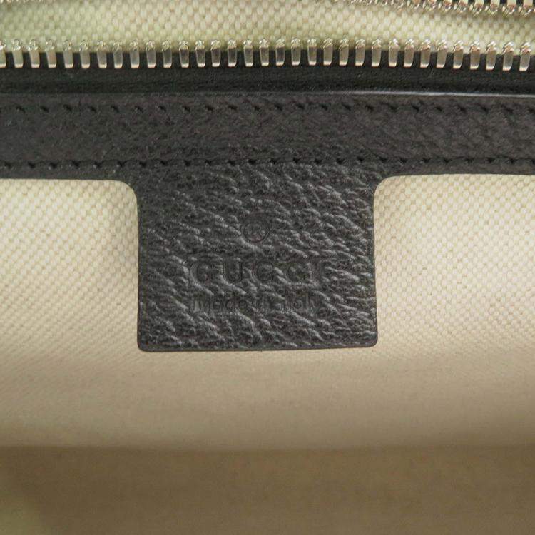 Pre Owned Gucci Embroidery Tote Bag Multicolor Canvas Leather Size Small