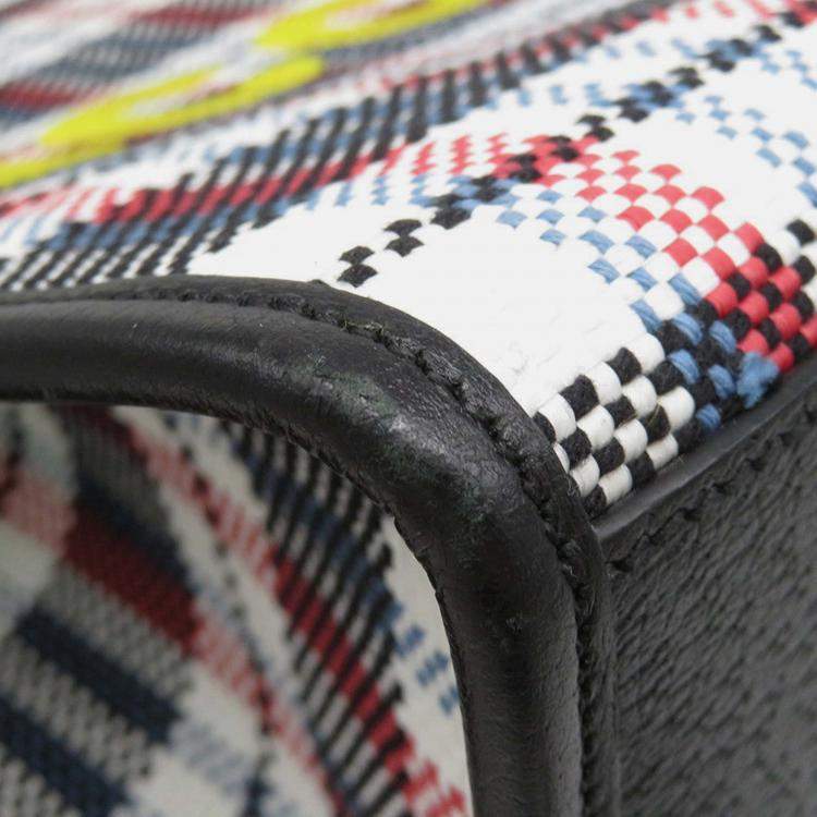 Pre Owned Gucci Embroidery Tote Bag Multicolor Canvas Leather Size Small