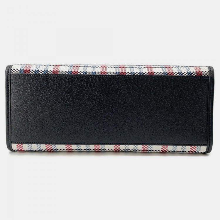 Pre Owned Gucci Embroidery Tote Bag Multicolor Canvas Leather Size Small