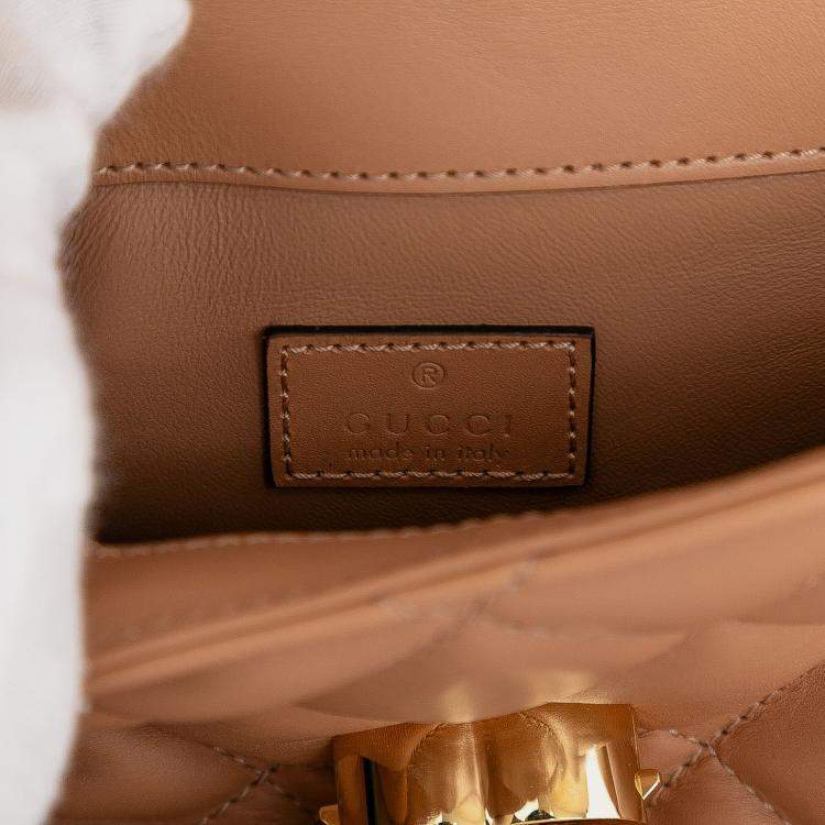 Pre Owned Gucci Brown Mini Leather Deco Chain Shoulder Bag