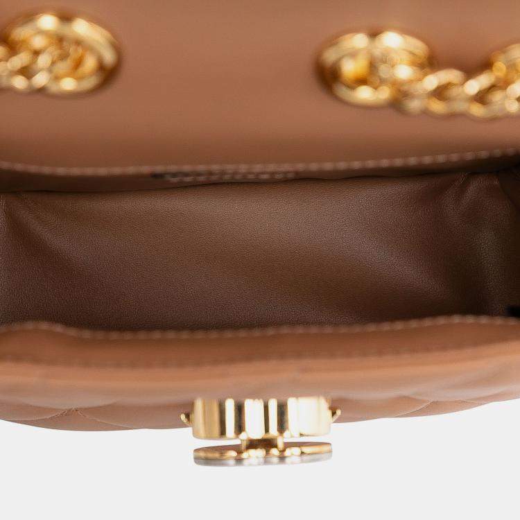 Pre Owned Gucci Brown Mini Leather Deco Chain Shoulder Bag