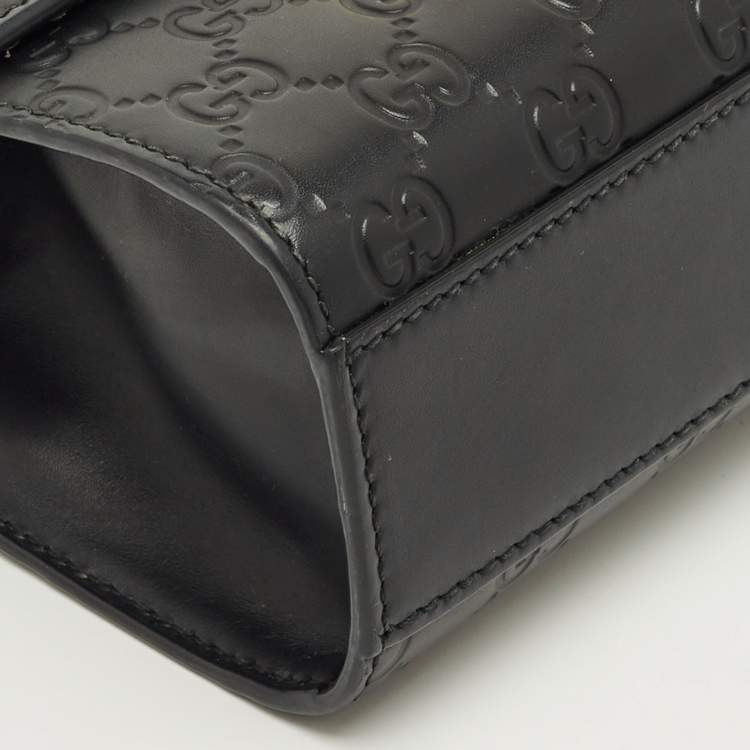 Pre Owned Gucci Black Guccissima Leather Small Padlock Shoulder Bag