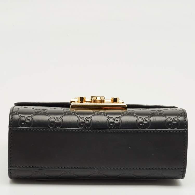 Pre Owned Gucci Black Guccissima Leather Small Padlock Shoulder Bag