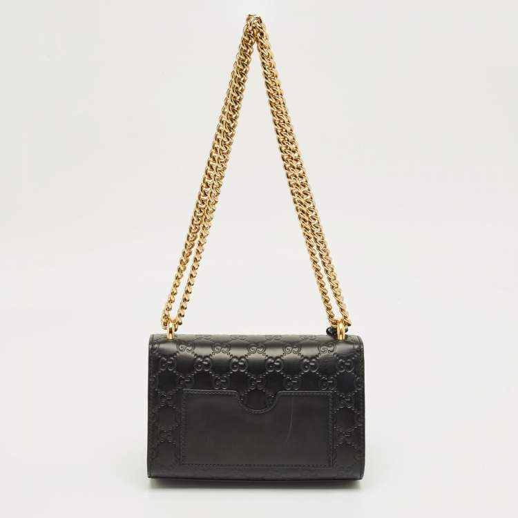 Pre Owned Gucci Black Guccissima Leather Small Padlock Shoulder Bag