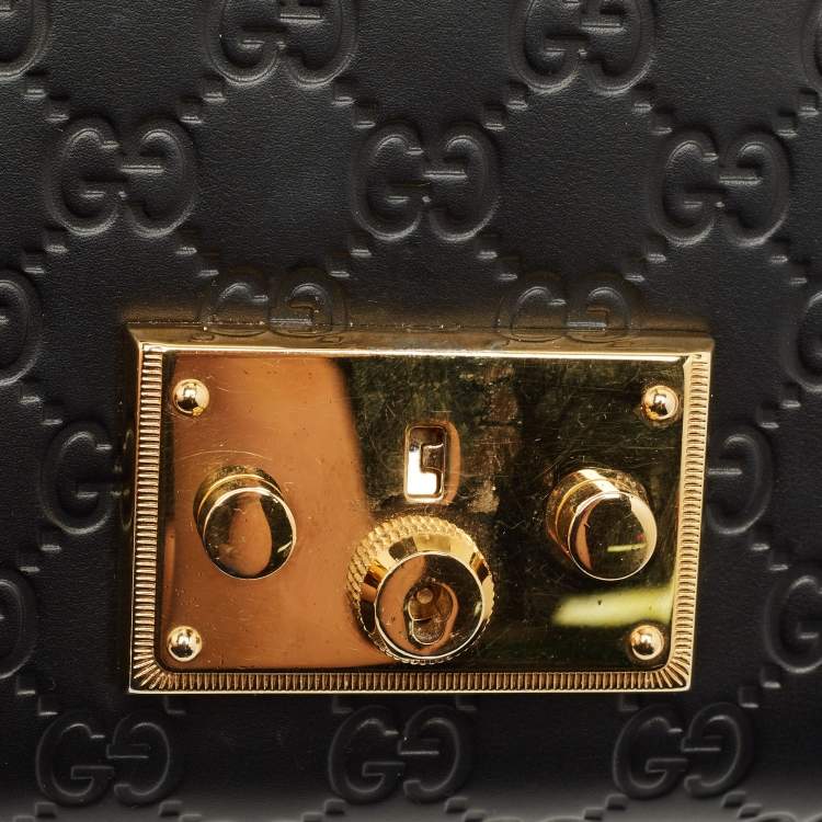 Pre Owned Gucci Black Guccissima Leather Small Padlock Shoulder Bag