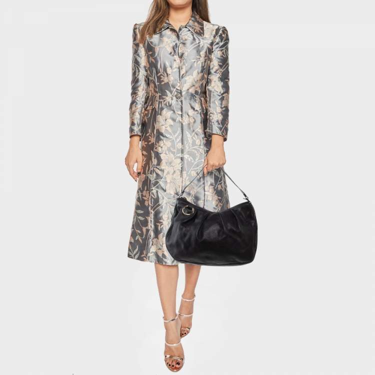 Pre Owned Gucci Black Guccissima Leather Medium Sukey Hobo