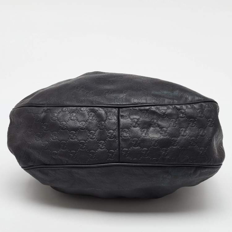 Pre Owned Gucci Black Guccissima Leather Medium Sukey Hobo