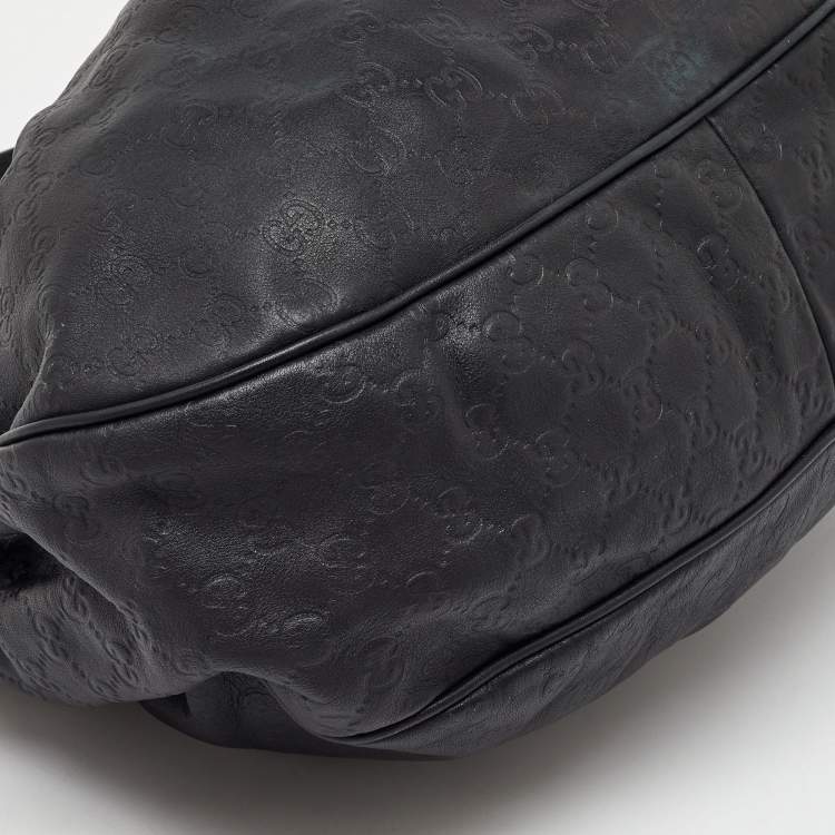 Pre Owned Gucci Black Guccissima Leather Medium Sukey Hobo