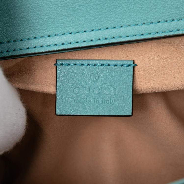 Pre Owned Gucci Blue Mini Calfskin Bamboo Diana Satchel