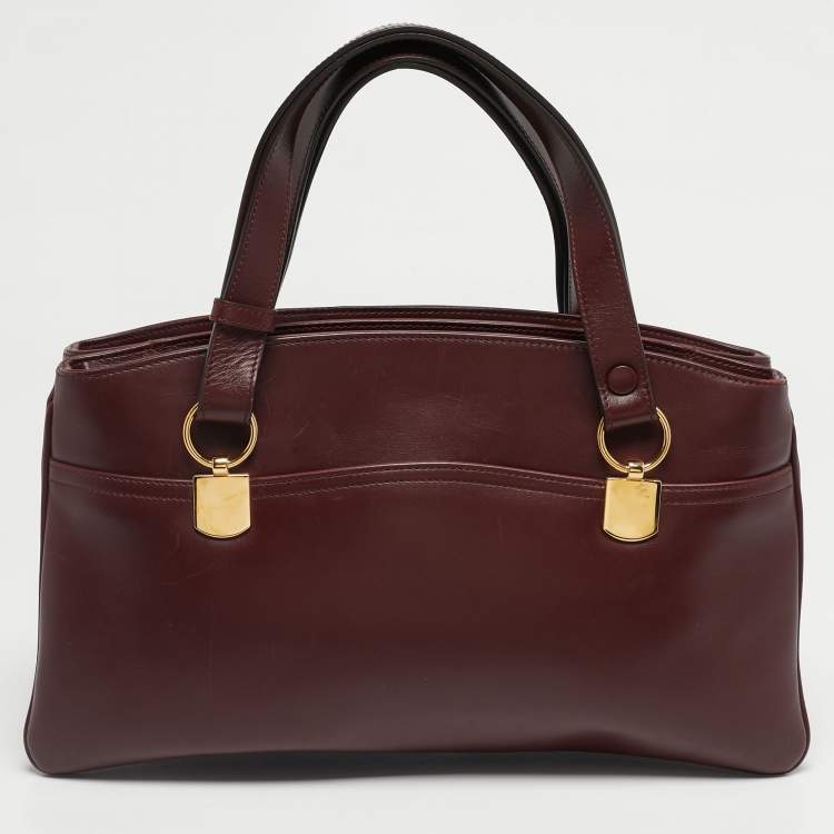 Pre Owned Gucci Burgundy Leather Arli Tote