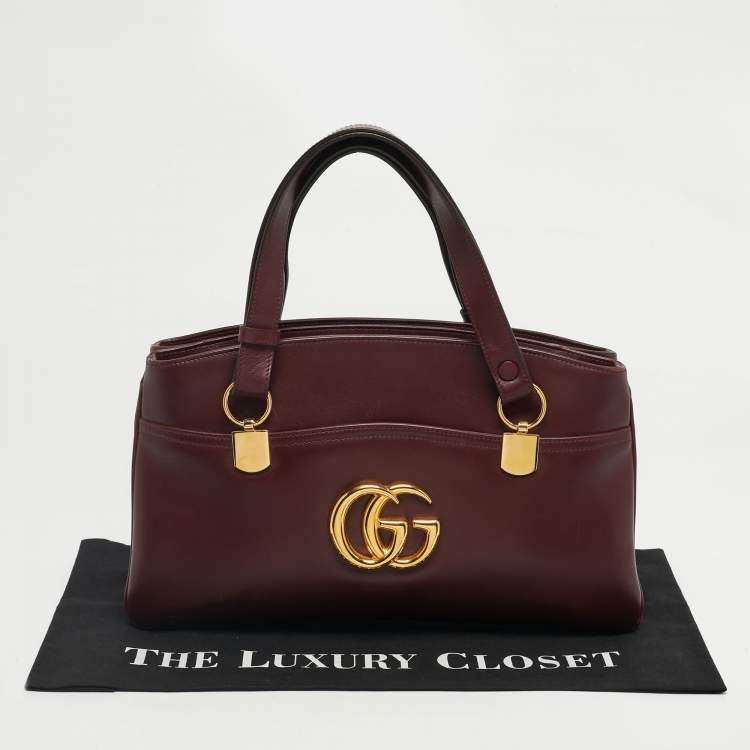 Pre Owned Gucci Burgundy Leather Arli Tote